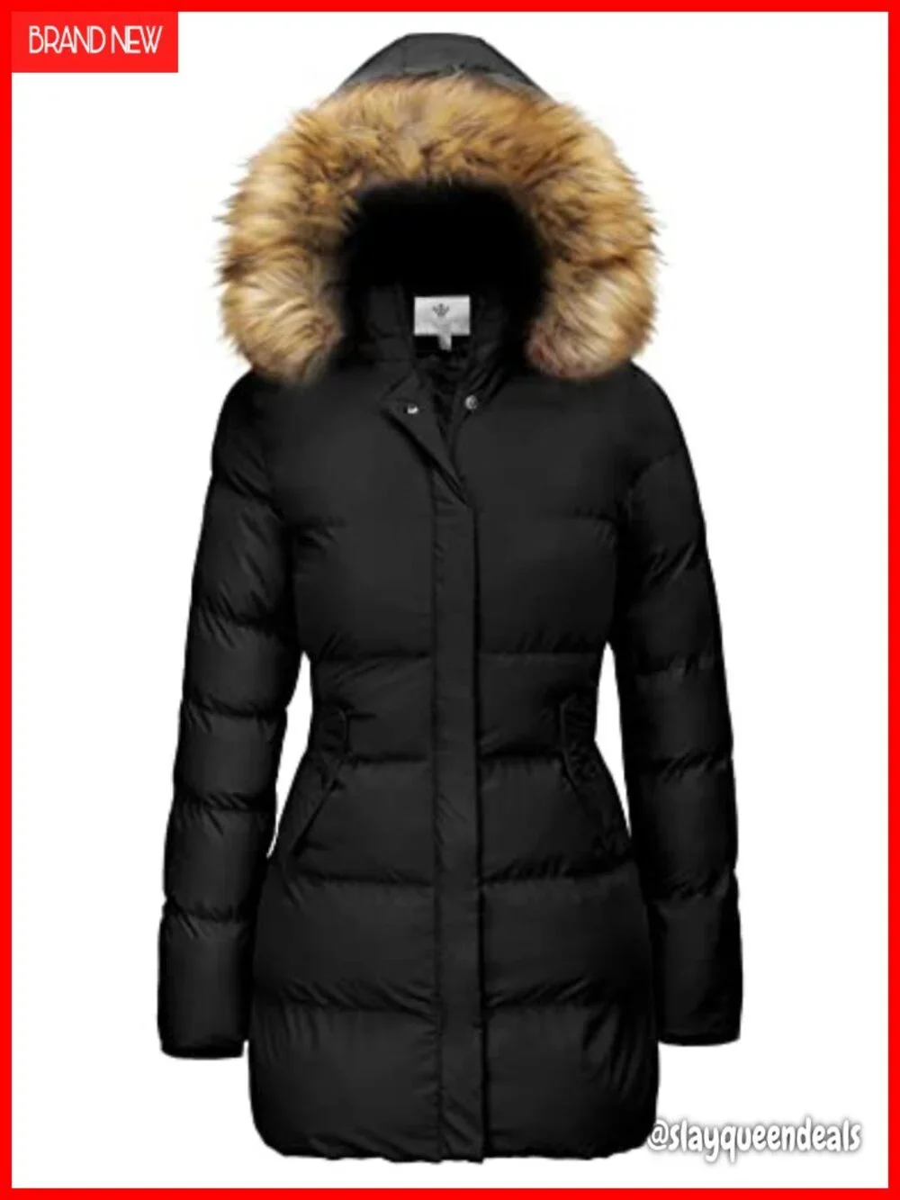Insulated Winter Puffer Coat with Removable Faux Fur Hood